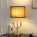 Fabric Brass Cylinder Deer Table Lamp