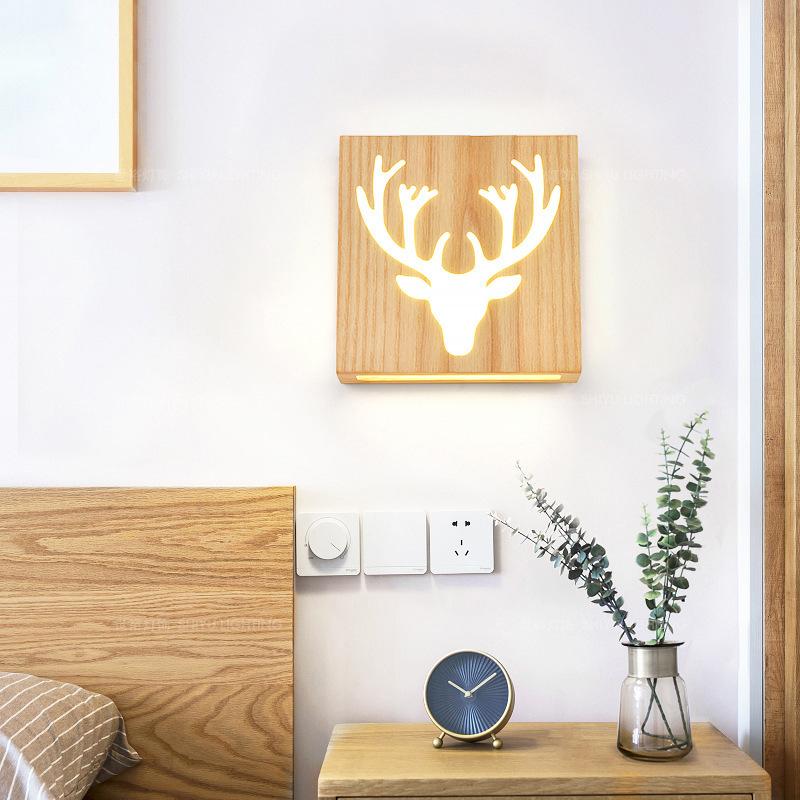 Solid Wood Happy Tree Wall Lamp