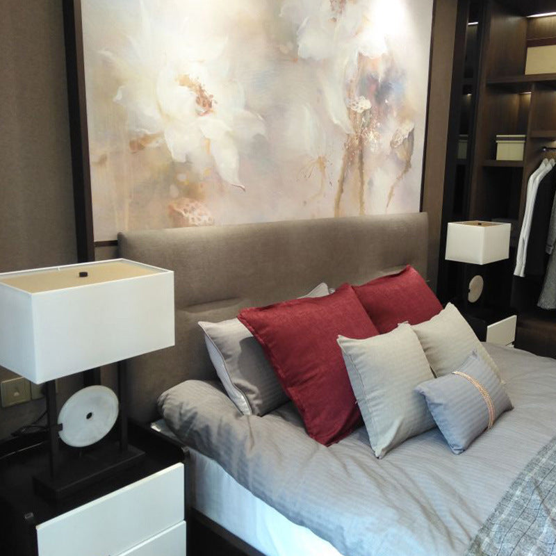 Rectangular Frame Round Hardware Table Lamp