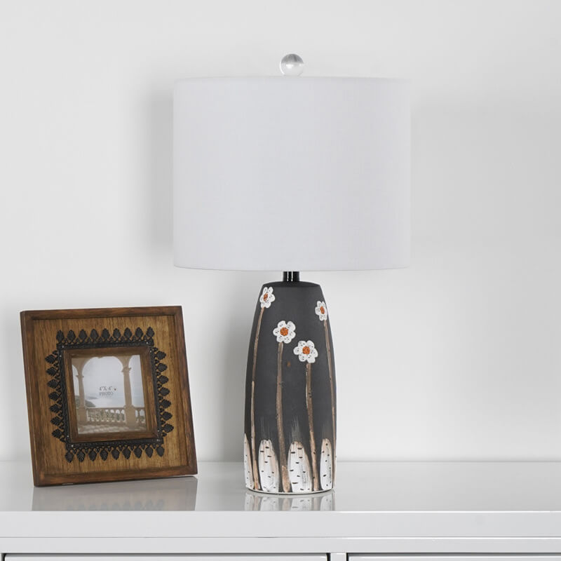 Plum Blossom Ceramic Fabric Table Lamp