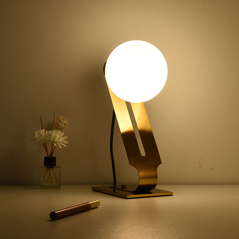 Round Iron Glass Study Table Lamp