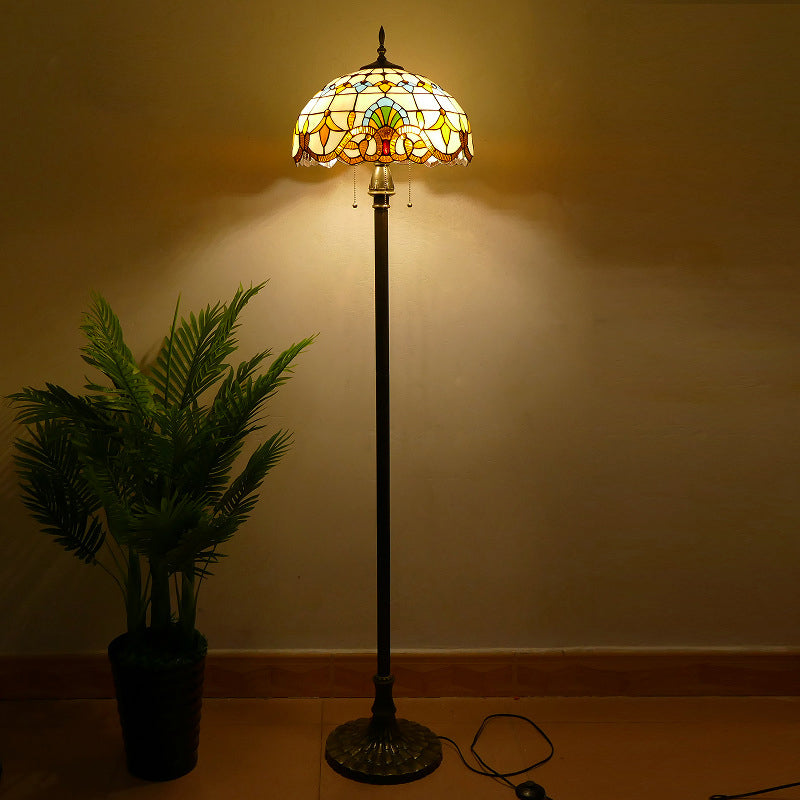 Column Iron Glass Living 3-Light Floor Lamp