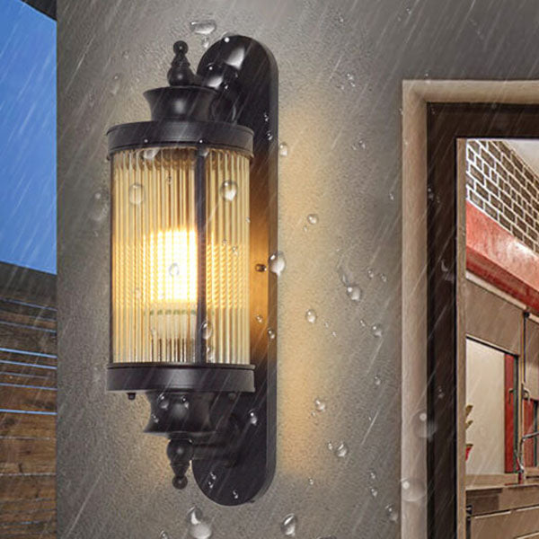 Cylindrical Glass Iron Outdoor Light