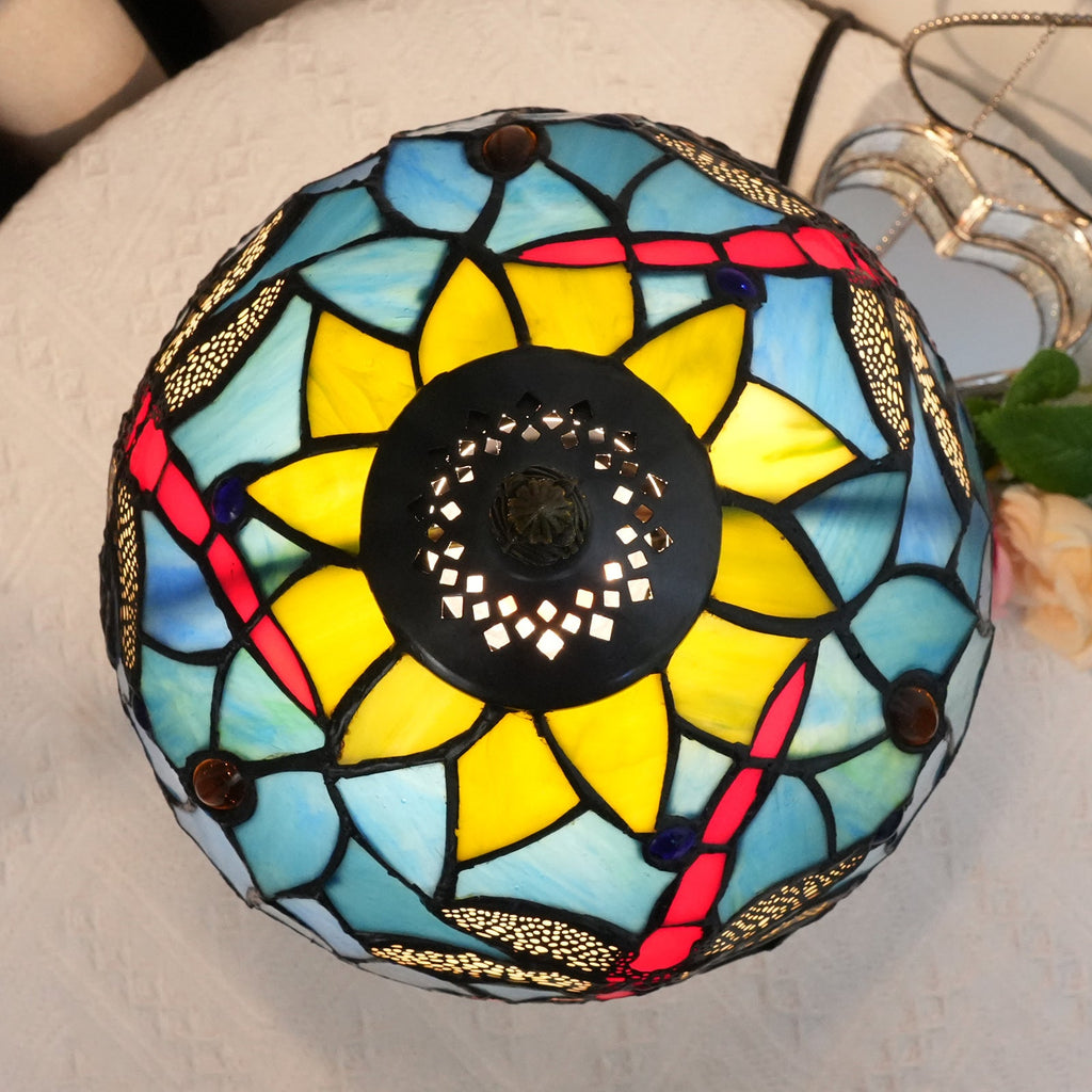 Glass Resin Dome Dragonfly Table Lamp