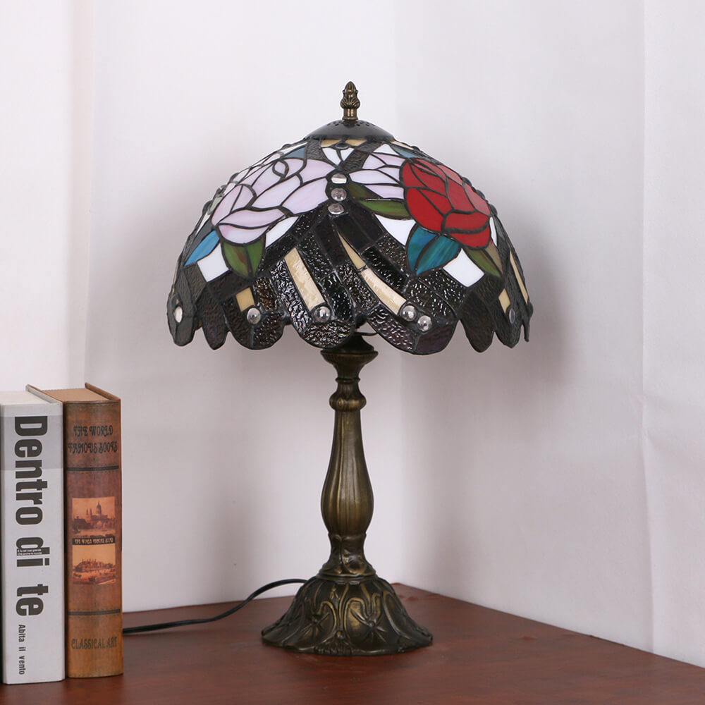 Peony Pattern Stained Glass Table Lamp