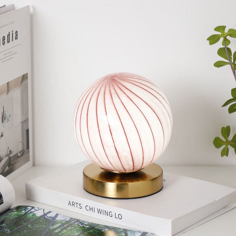 Glass Iron Ball Stripe Table Lamp