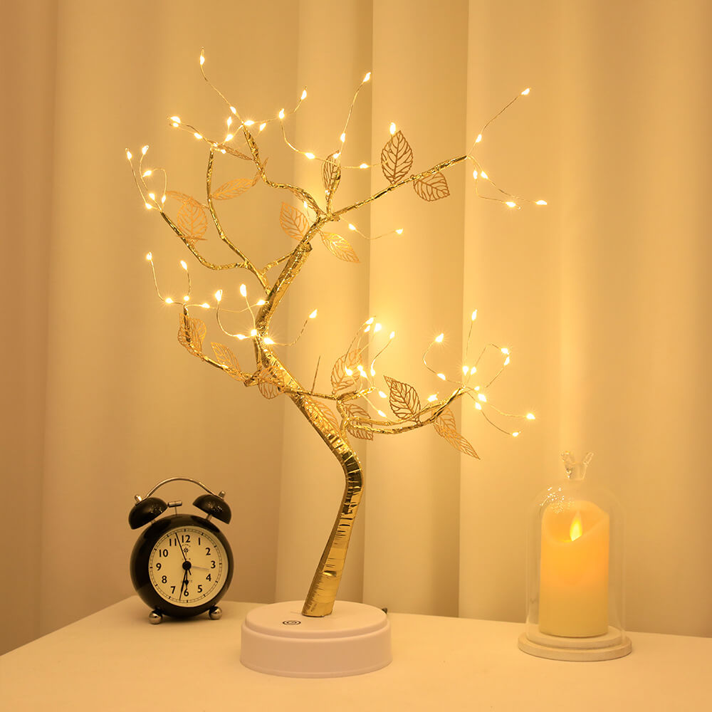 Golden Leaf Small Tree Table Lamp