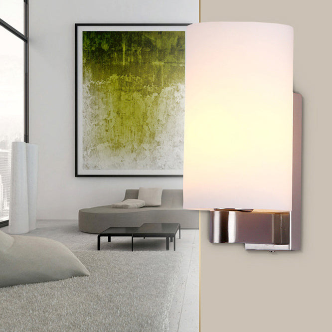 Iron Glass Cylinder Hallway Wall Lamp