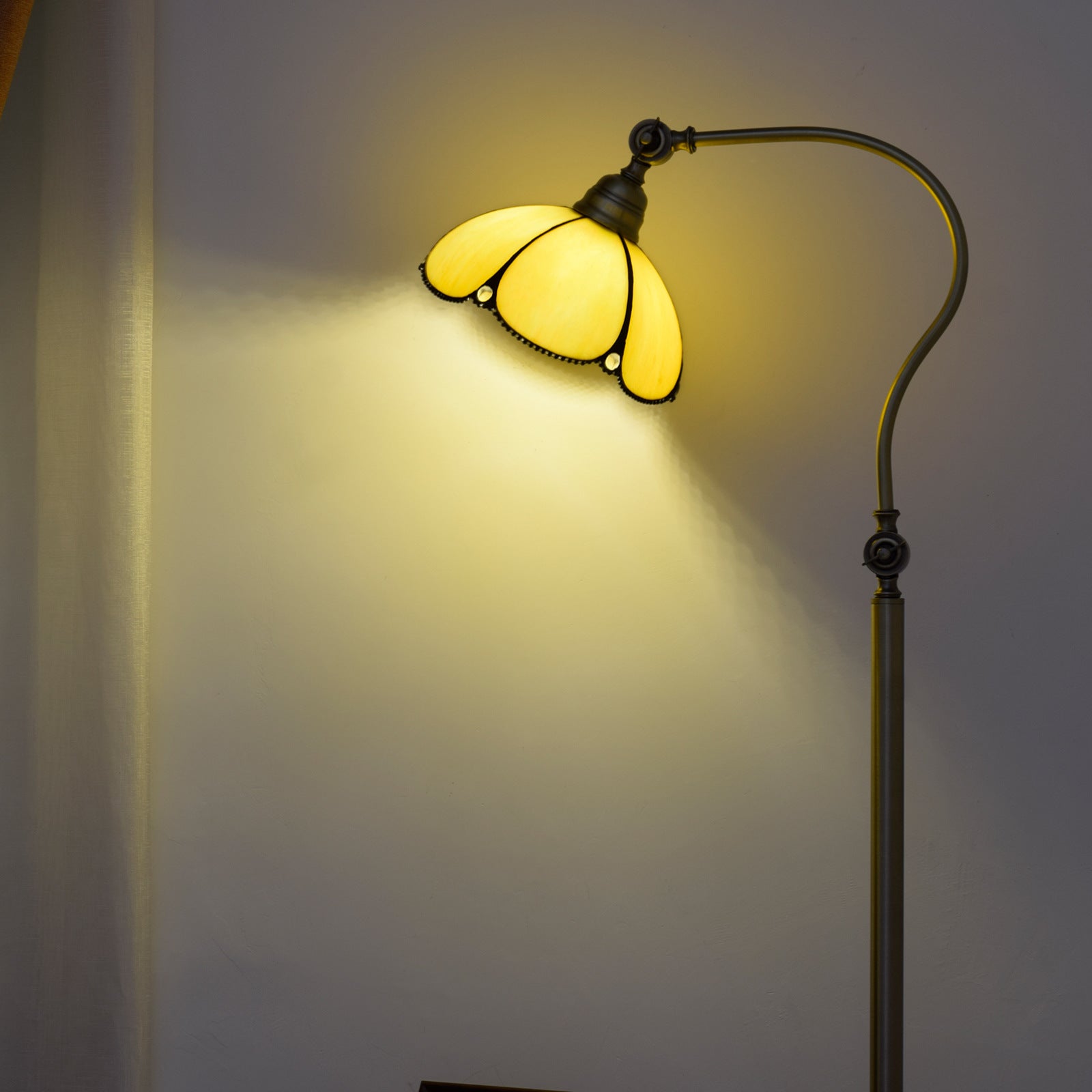 Floral Iron Glass Bedroom Floor Lamp