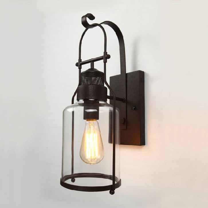 Iron Glass Jar Wall Lamp