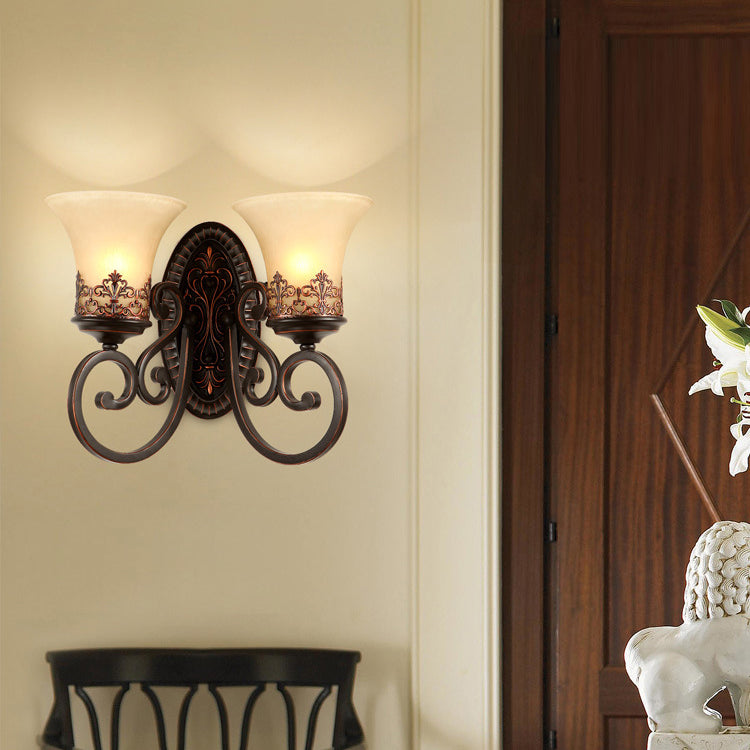Round Glass Iron 1/2 Wall Lamp