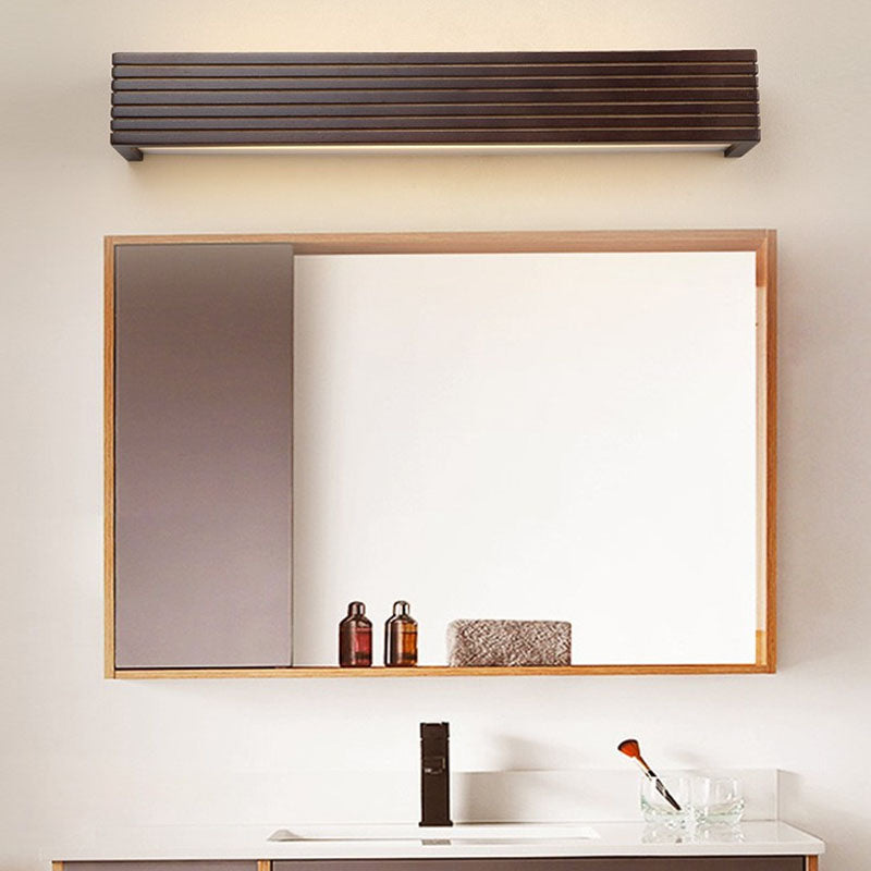 Striped Wood Cuboid Vanity Wall Lamp