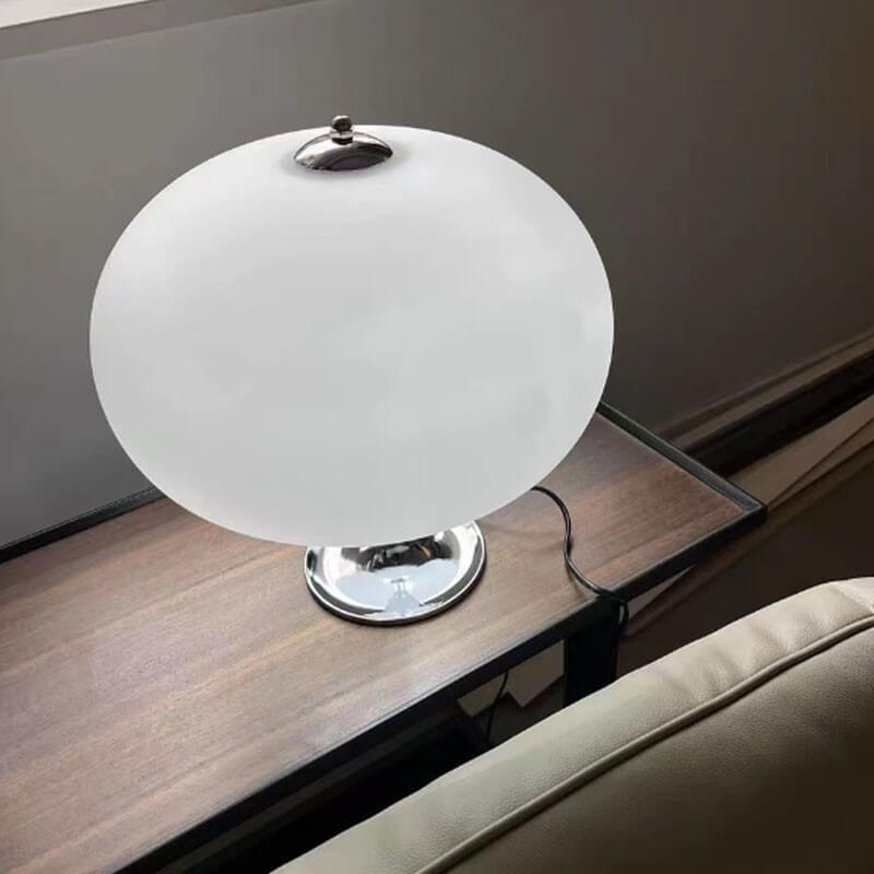Oval Mushroom Iron Glass 3-Light Table Lamp