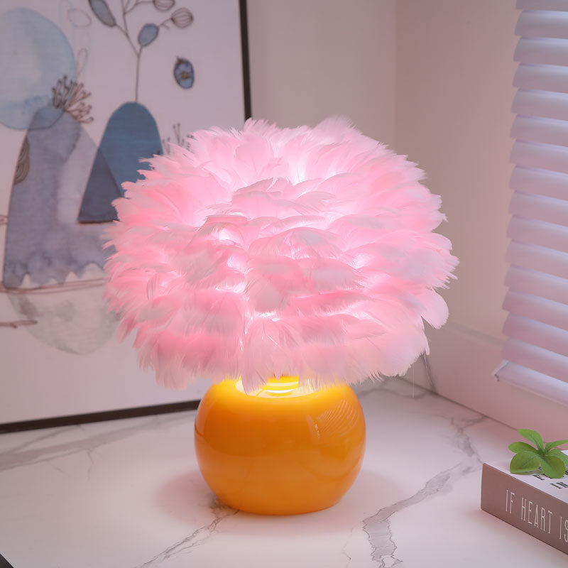 Feather Round Glass Goose Table Lamp