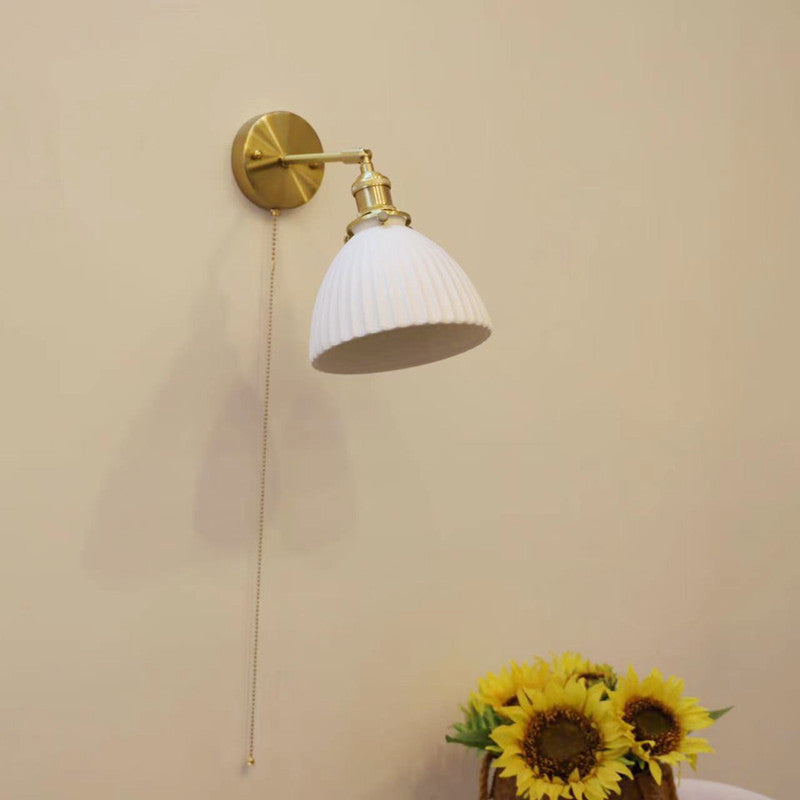 Brass Round Vanity Bedroom Wall Lamp