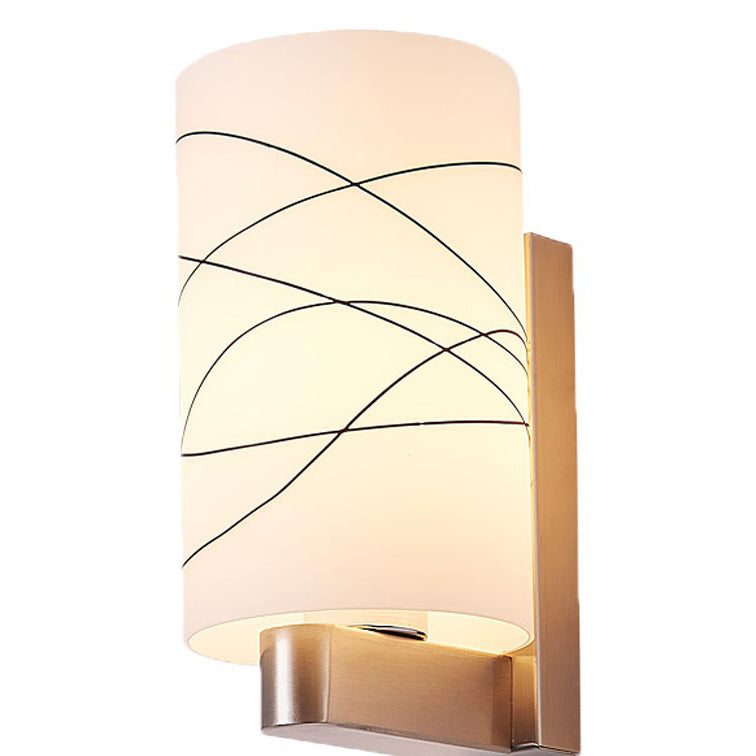 Iron Glass Cylinder Hallway Wall Lamp