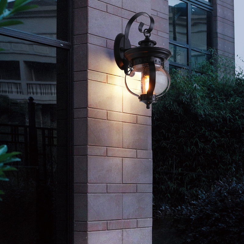 Iron Glass Gourd Shape Outdoor Light