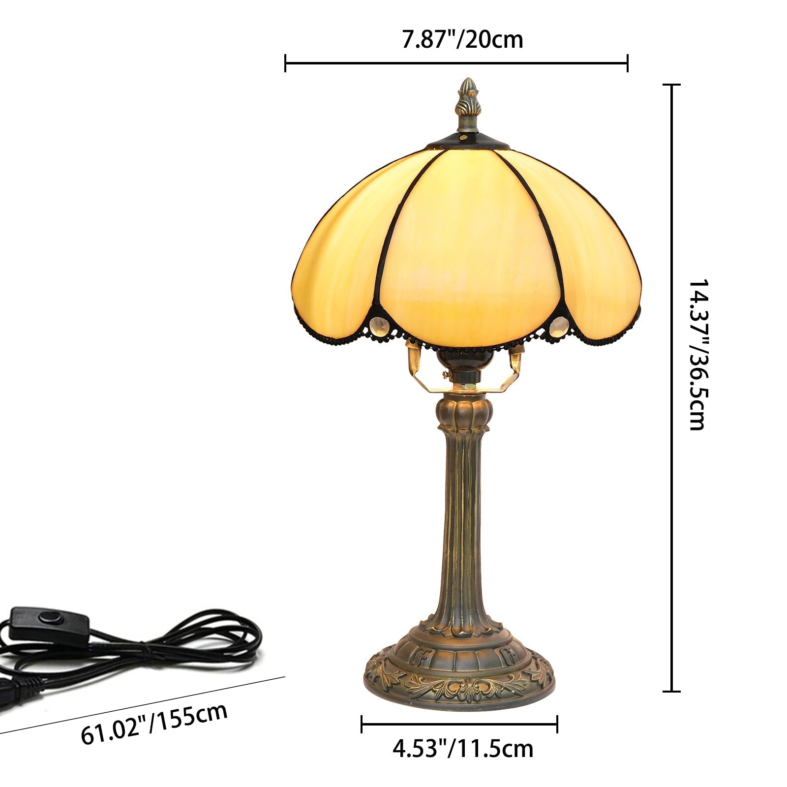 Half Round Stained Glass Table Lamp