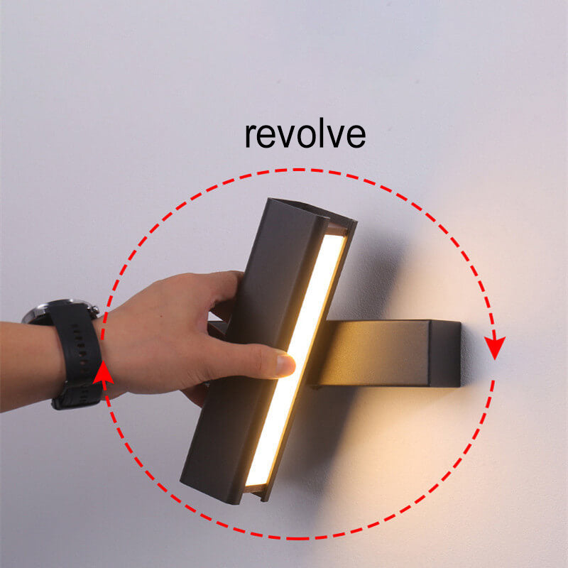 Rectangular Aluminum Iron Wood Wall Lamp