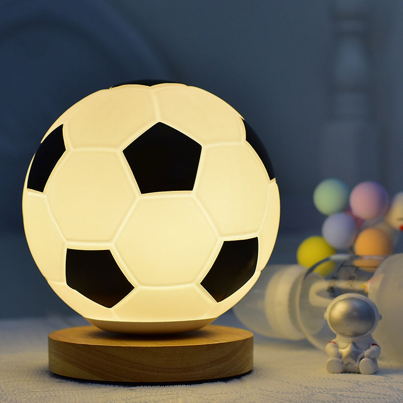 Globe Wood Glass Living Table Lamp