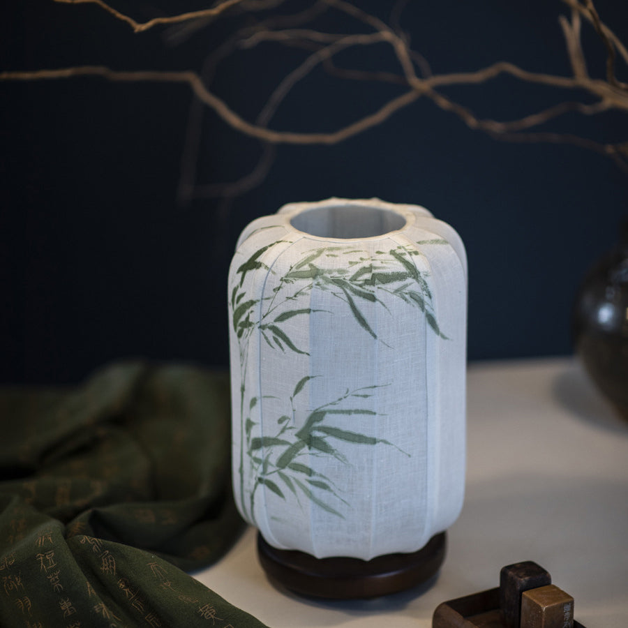 Wood Cotton Hemp Cylinder Table Lamp