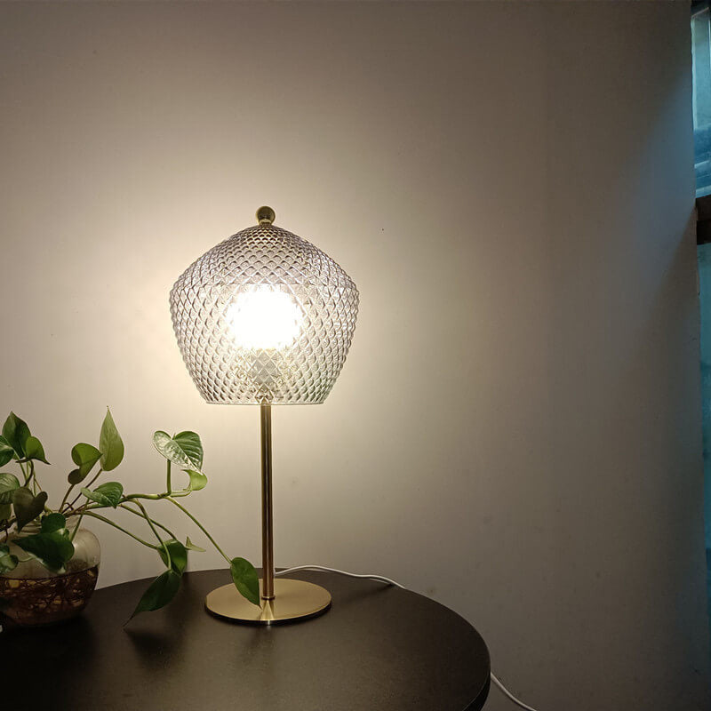 Smoke Gray Glass Metal Table Lamp