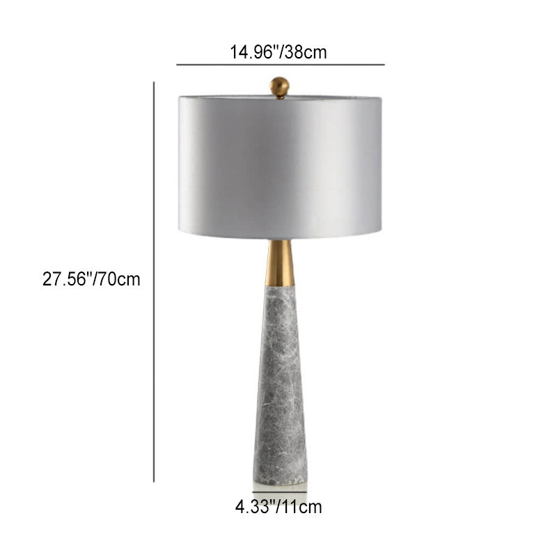 Fabric Lampshade Gray Marble Table Lamp