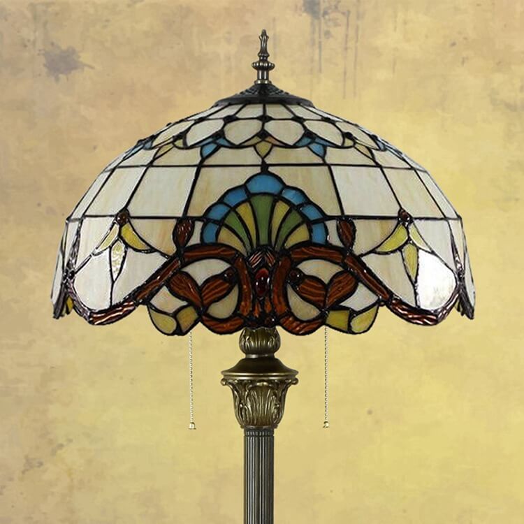 Baroque Stained Resin Iron 2-Light Floor Lamp