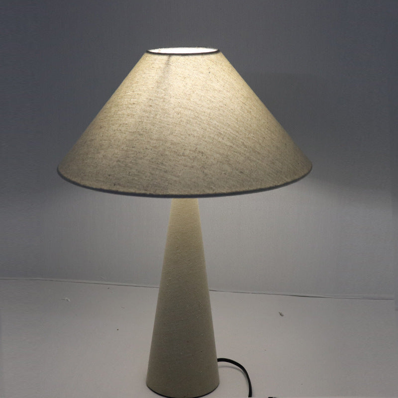 Linen Fabric Cone Column Table Lamp