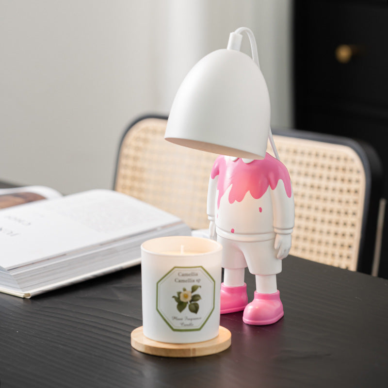 Pink Ink Splash Robot Table Lamp
