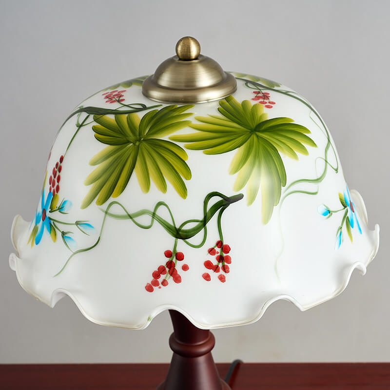Elements Hand-depicted Floral Glass Table Lamp