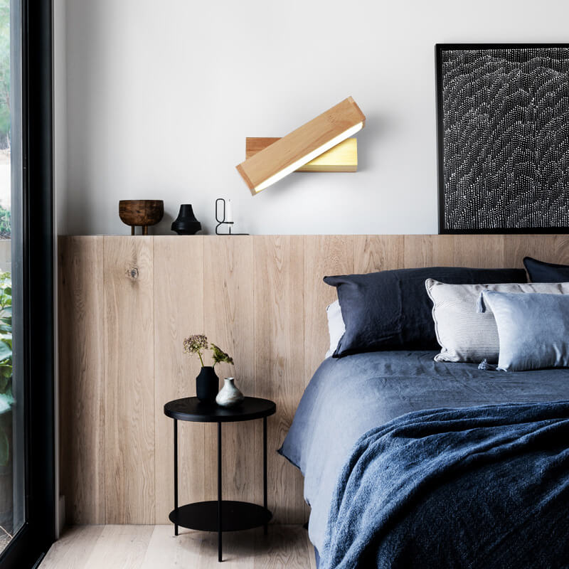 Log Wooden Rectangular Rotatable Wall Lamp