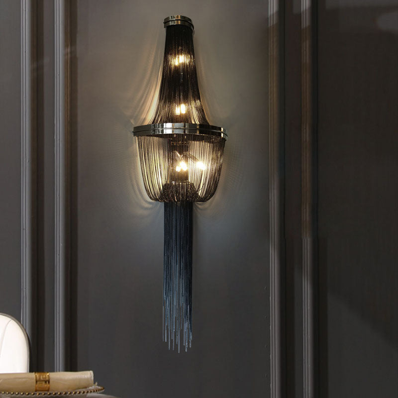 Aluminum Iron Tassel Sprocket 4-Light Wall Lamp