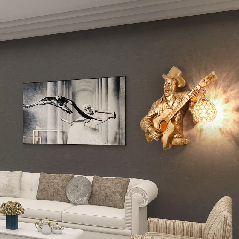 Guitar Player Resin Crystal Wall Lamp