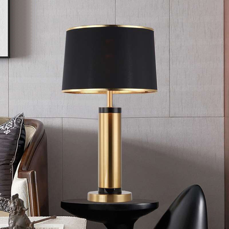 Cylinder Iron Fabric Living Table Lamp