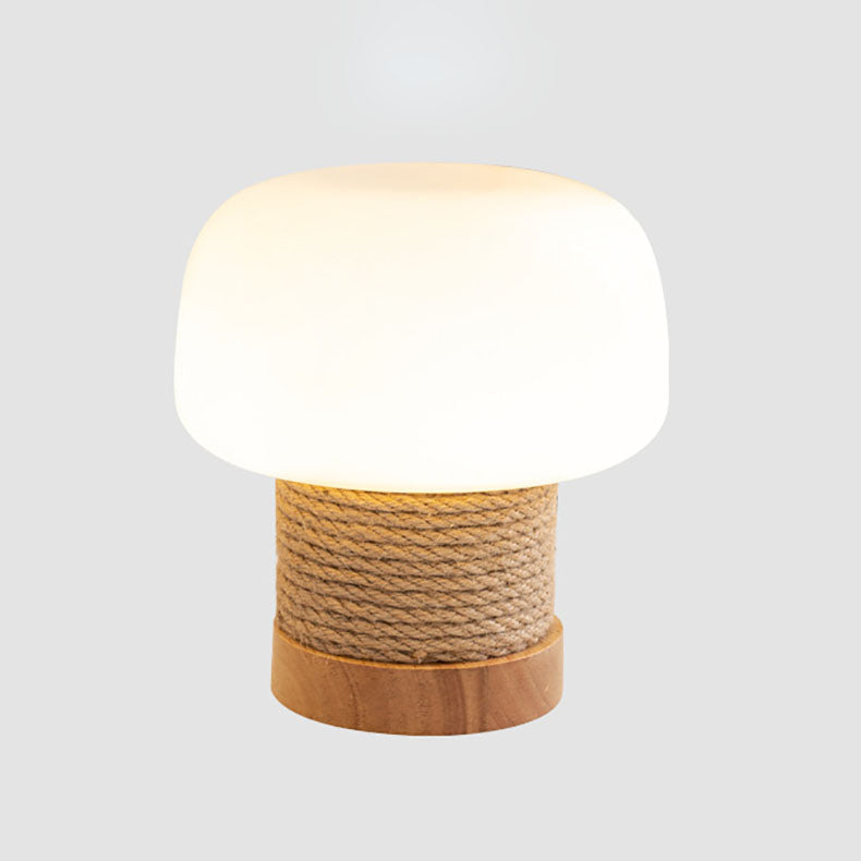 Cylinder Mushroom Shape Oak Table Lamp