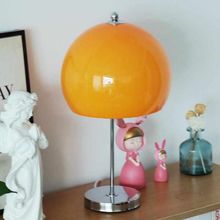 Orange Mushroom Glass Lampshade Table Lamp