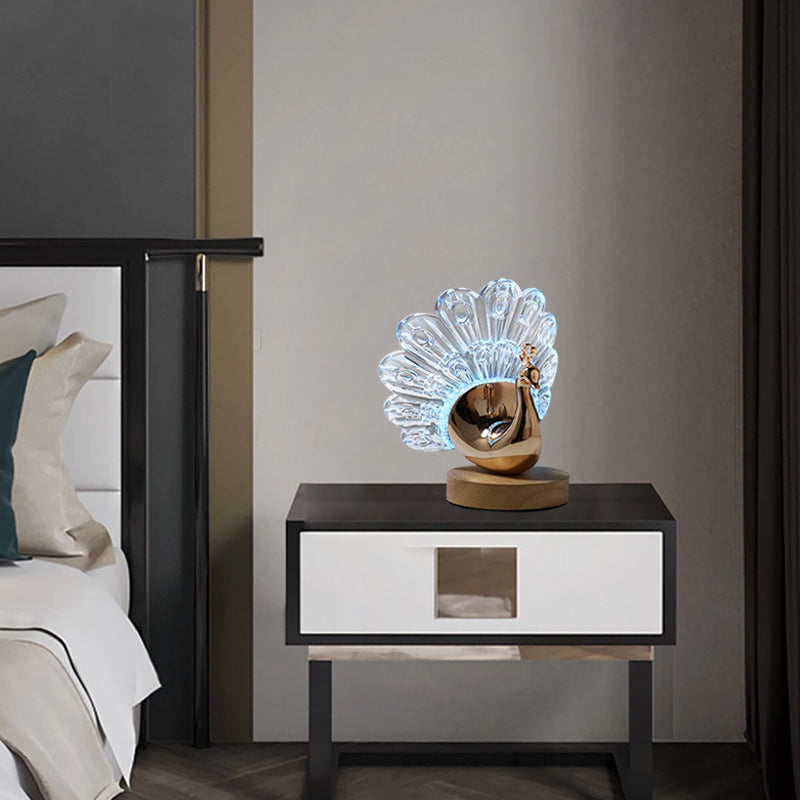 Hardware Acrylic Peacock Design Table Lamp
