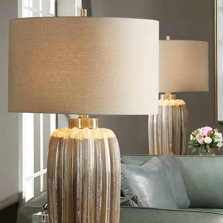 Column Ceramic Fabric Living Table Lamp