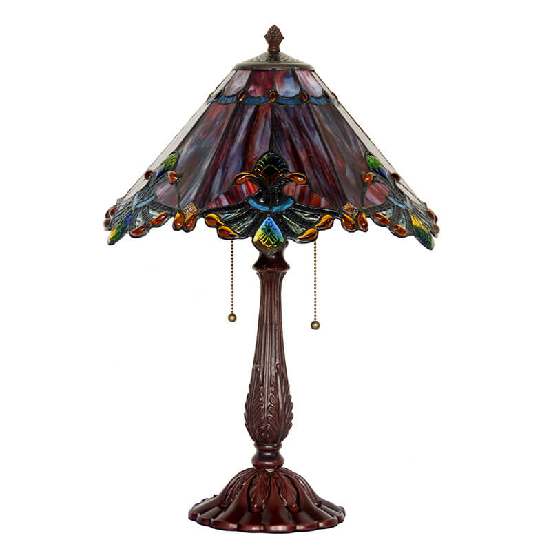 Mediterranean Stained Glass Tapered 2-Light Table Lamp