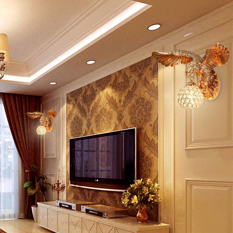 Resin Eagles Crystal Wall Lamp