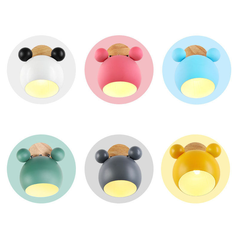 Cartoon Bear Dome Kids Wall Lamp