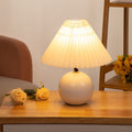 Round Pleated Ceramic PVC Table Lamp