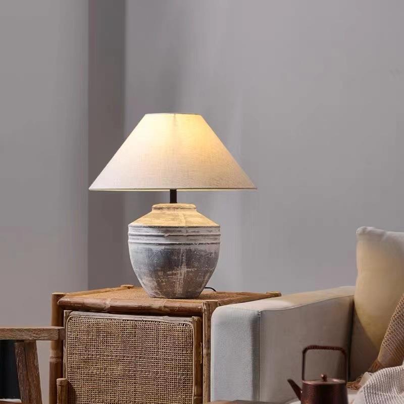 Handmade Ceramic Fabric Pot Table Lamp