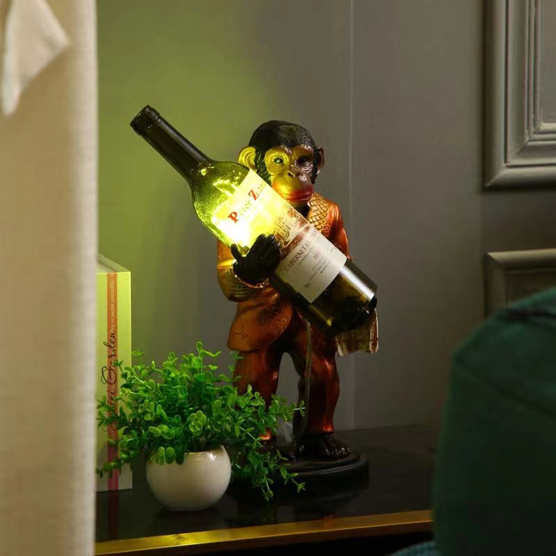 Orangutan Wine Bottle Glass Table Lamp