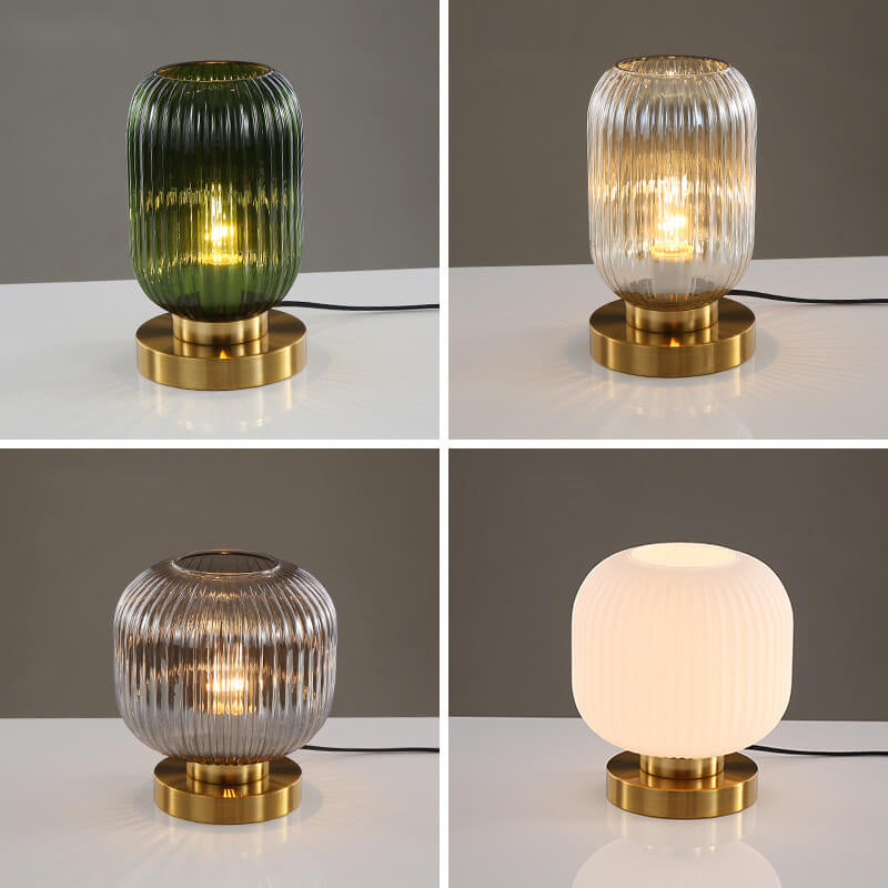 Striped Glass Oval Design Table Lamp