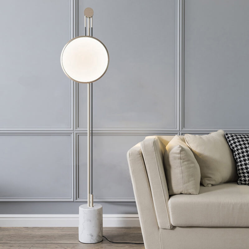 Round Iron Faux Marble Floor Lamp