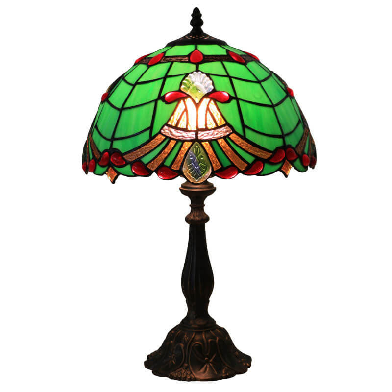 Curved Lucite Beads Stained Table Lamp
