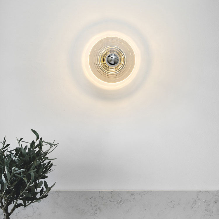 Wave Pattern Round Glass Wall Lamp