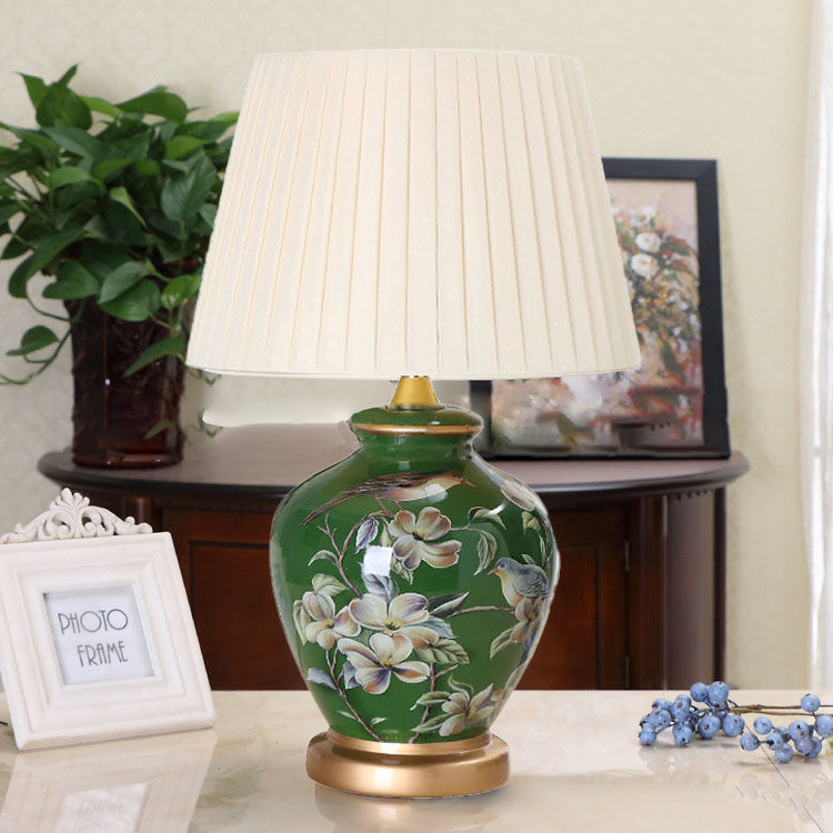 Bird Vase Ceramic Fabric Table Lamp
